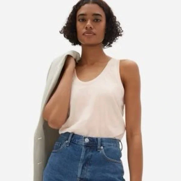 Everlane ReCotton Racerback Tank Top Pink - Picture 3 of 15